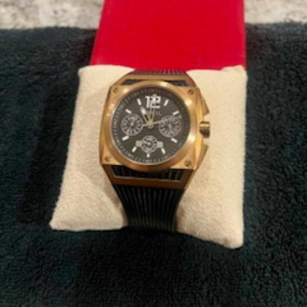 Men's BREIL Watch Rose Gold with Black Rubber Band